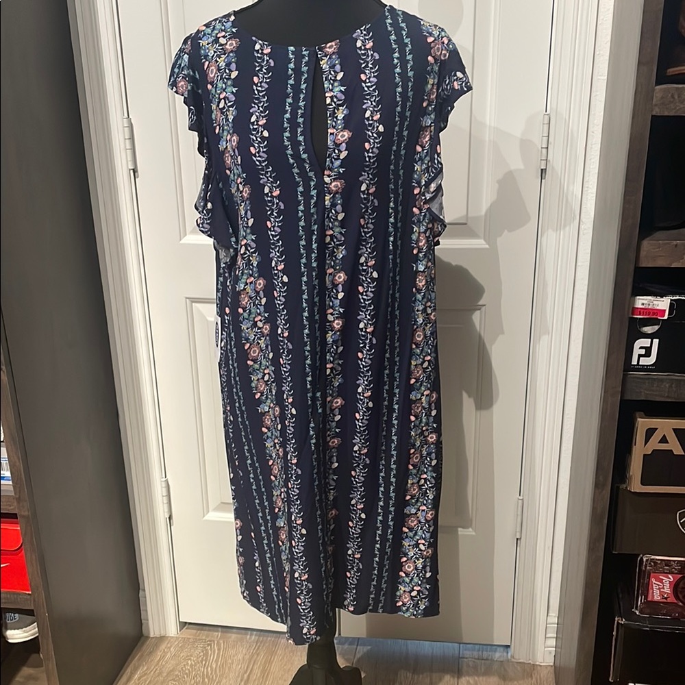 Old Navy Blue Casual Midi Sundress with Flutter Sleeves NWT (B)